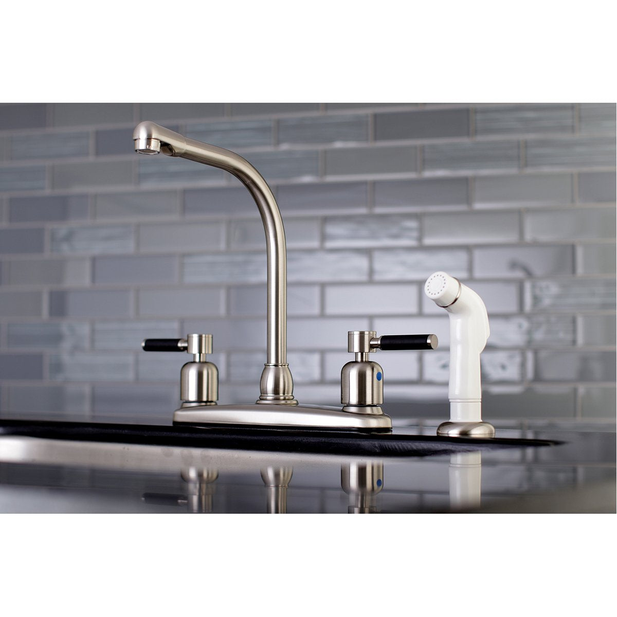 Kingston Brass FB718DKL Centerset Kitchen Faucet in Brushed Nickel