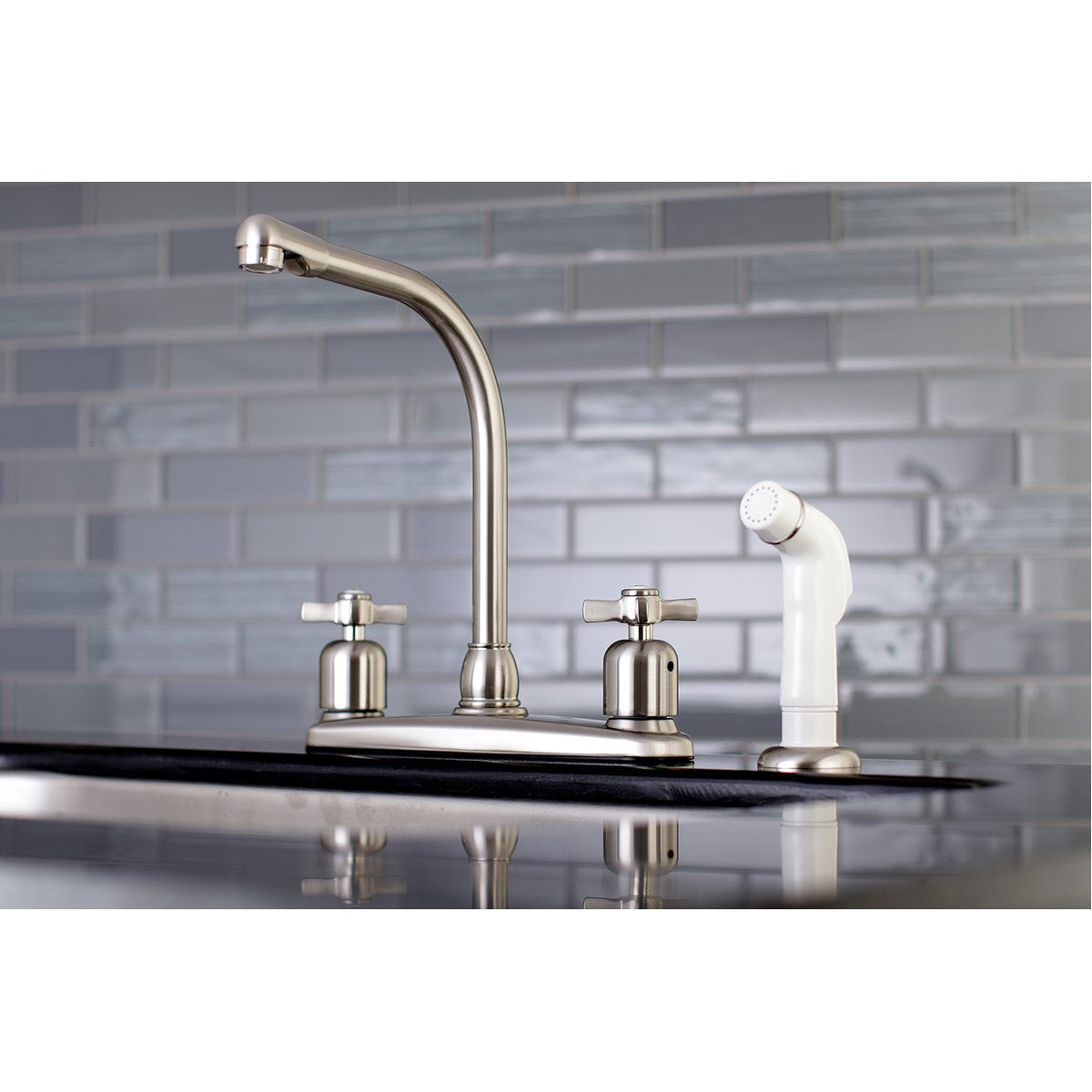 Kingston Brass FB718ZX Centerset Kitchen Faucet in Brushed Nickel