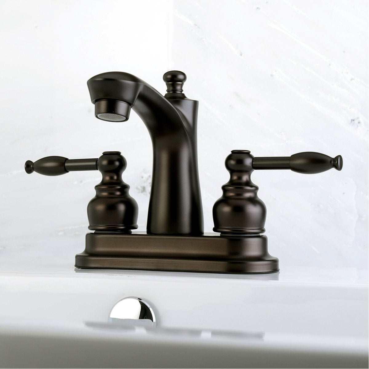 Kingston Brass Knight Deck Mount 4-Inch Centerset Bathroom Faucet