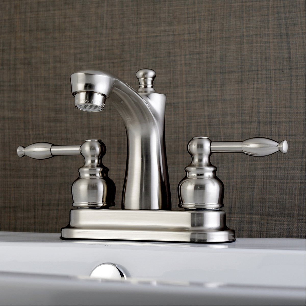 Kingston Brass Knight Deck Mount 4-Inch Centerset Bathroom Faucet