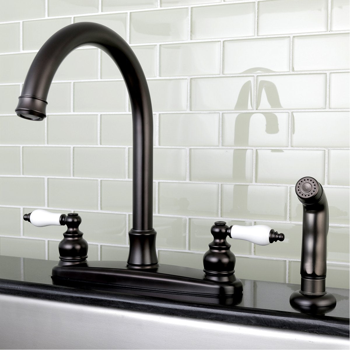 Kingston Brass Victorian Centerset Deck Mount Kitchen Faucet-DirectSinks