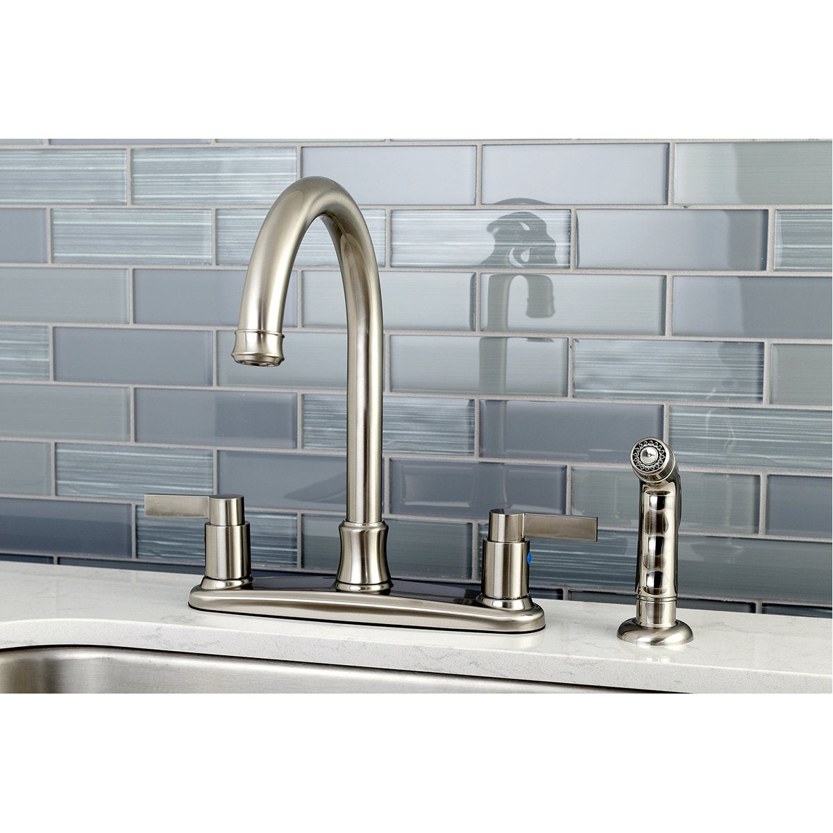 Kingston Brass NuvoFusion 8-Inch Center Gooseneck Kitchen Faucet