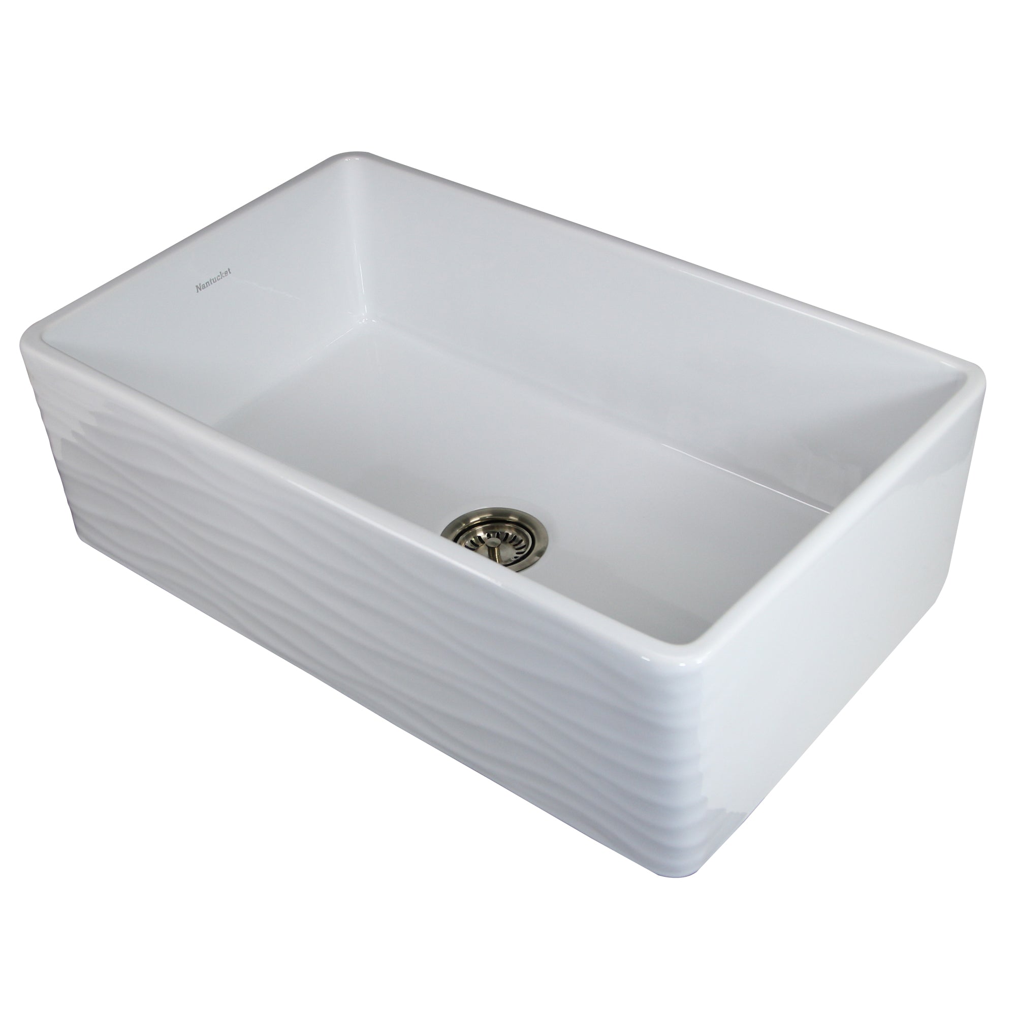 Nantucket Sinks Farmhouse Fireclay Sink with Wave Design Front ...