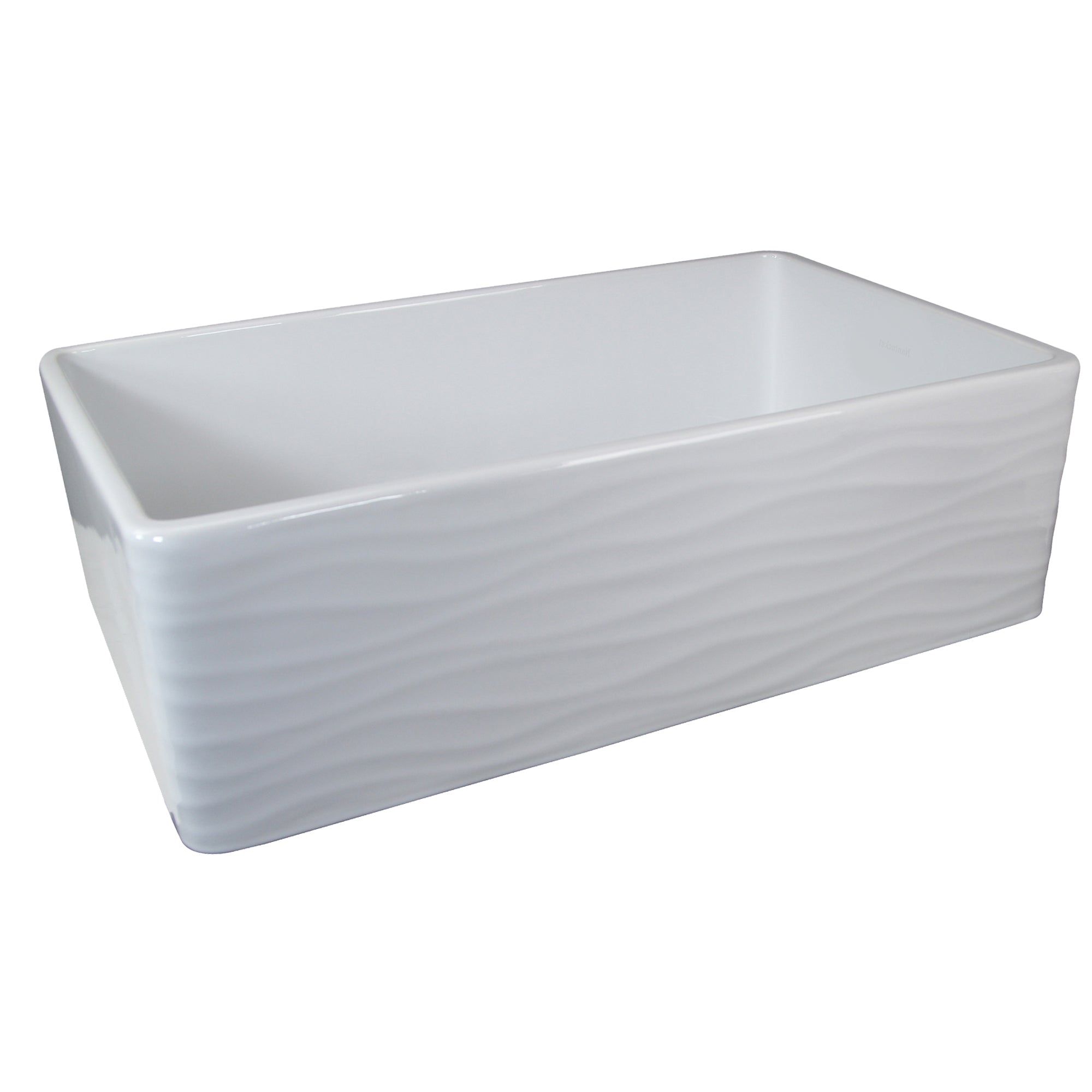 Nantucket Sinks 33" Farmhouse Fireclay Sink with Waves Apron