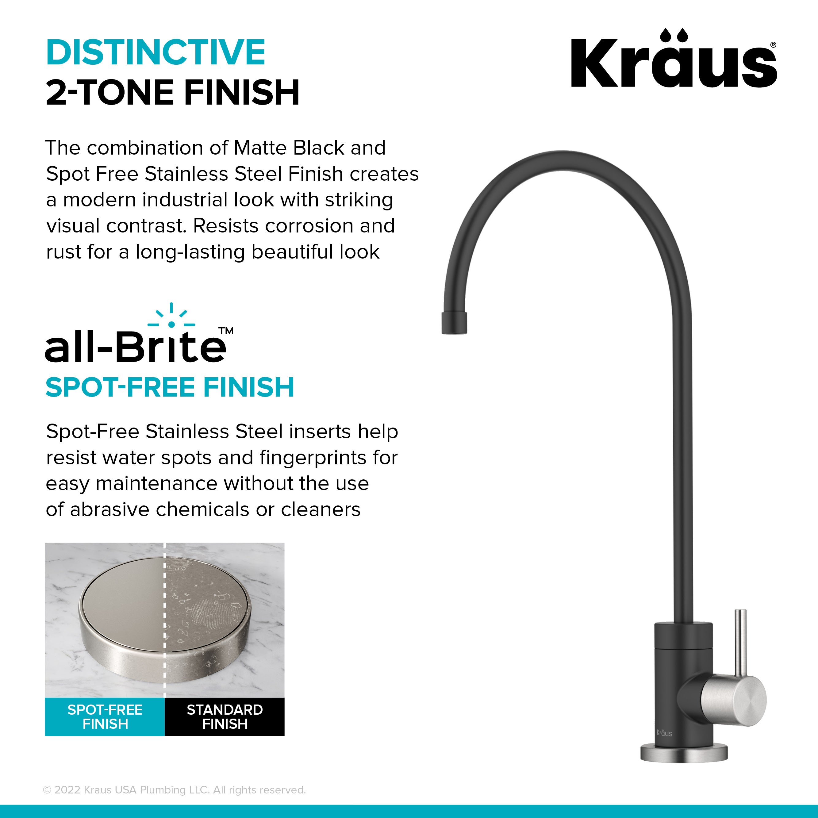 KRAUS Purita 100% Lead-Free Kitchen Water Filter Faucet in Spot Free Stainless & Matte Black