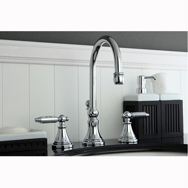 Kingston Brass Governor Two Handle 8" to 16" Widespread Lavatory Faucet with Brass Pop-up-Bathroom Faucets-Free Shipping-Directsinks.