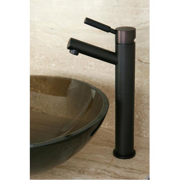 Kingston Brass Kaiser Single Handle Vessel Sink Faucet with Black Silicone Handle-Bathroom Faucets-Free Shipping-Directsinks.