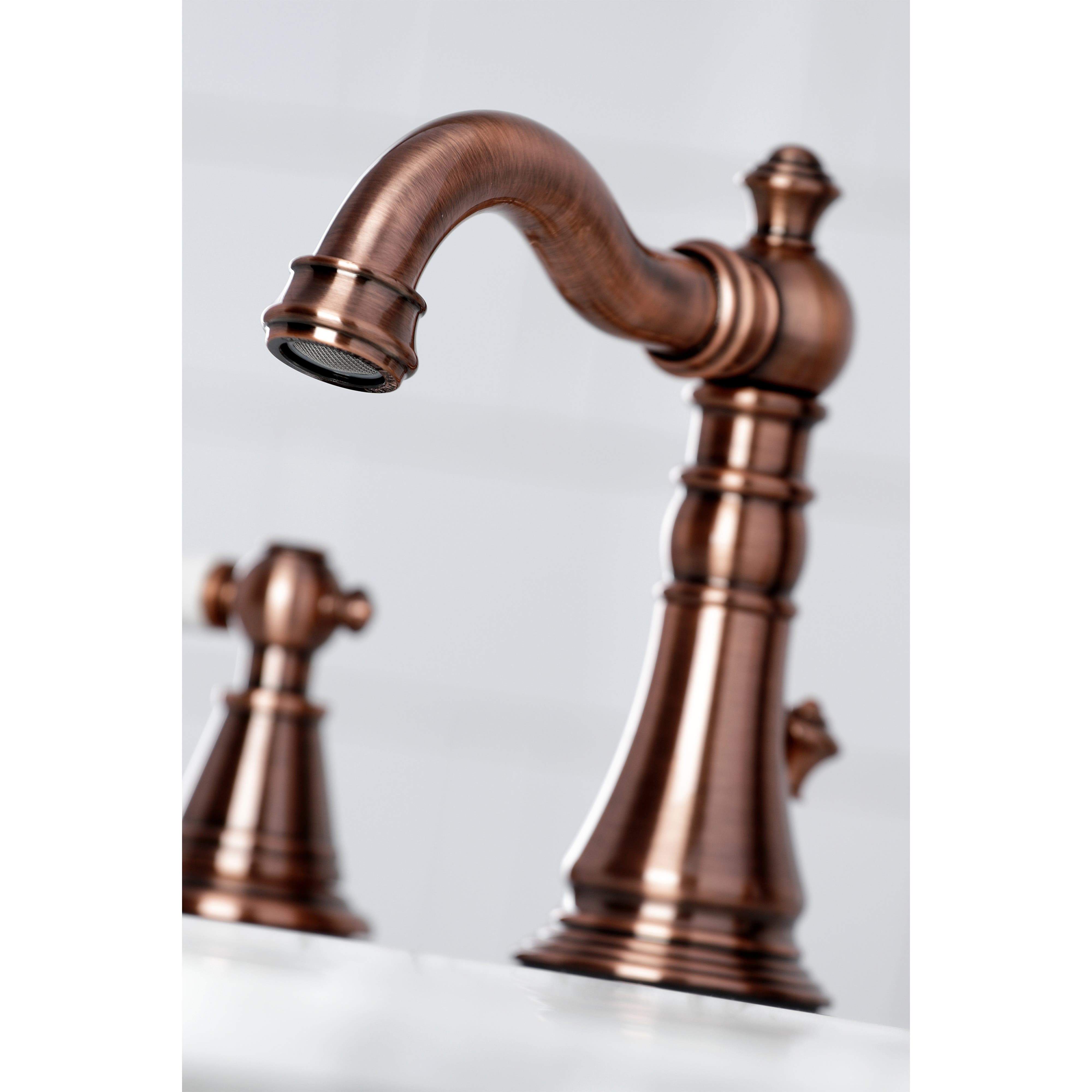 Kingston Brass Fauceture FSC197PLAC English Classic Widespread Bathroom Faucet, Antique Copper