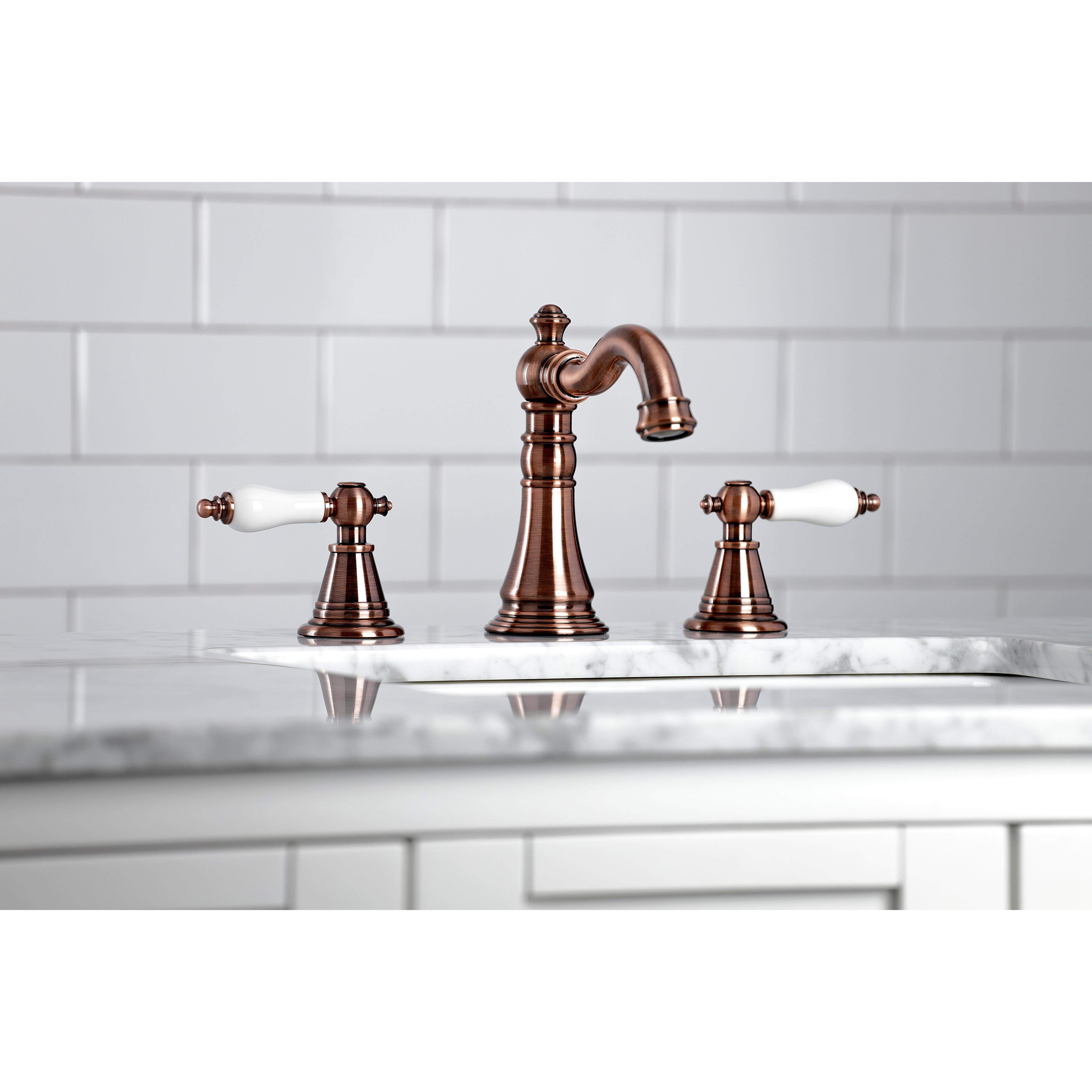 Kingston Brass Fauceture FSC197PLAC English Classic Widespread Bathroom Faucet, Antique Copper