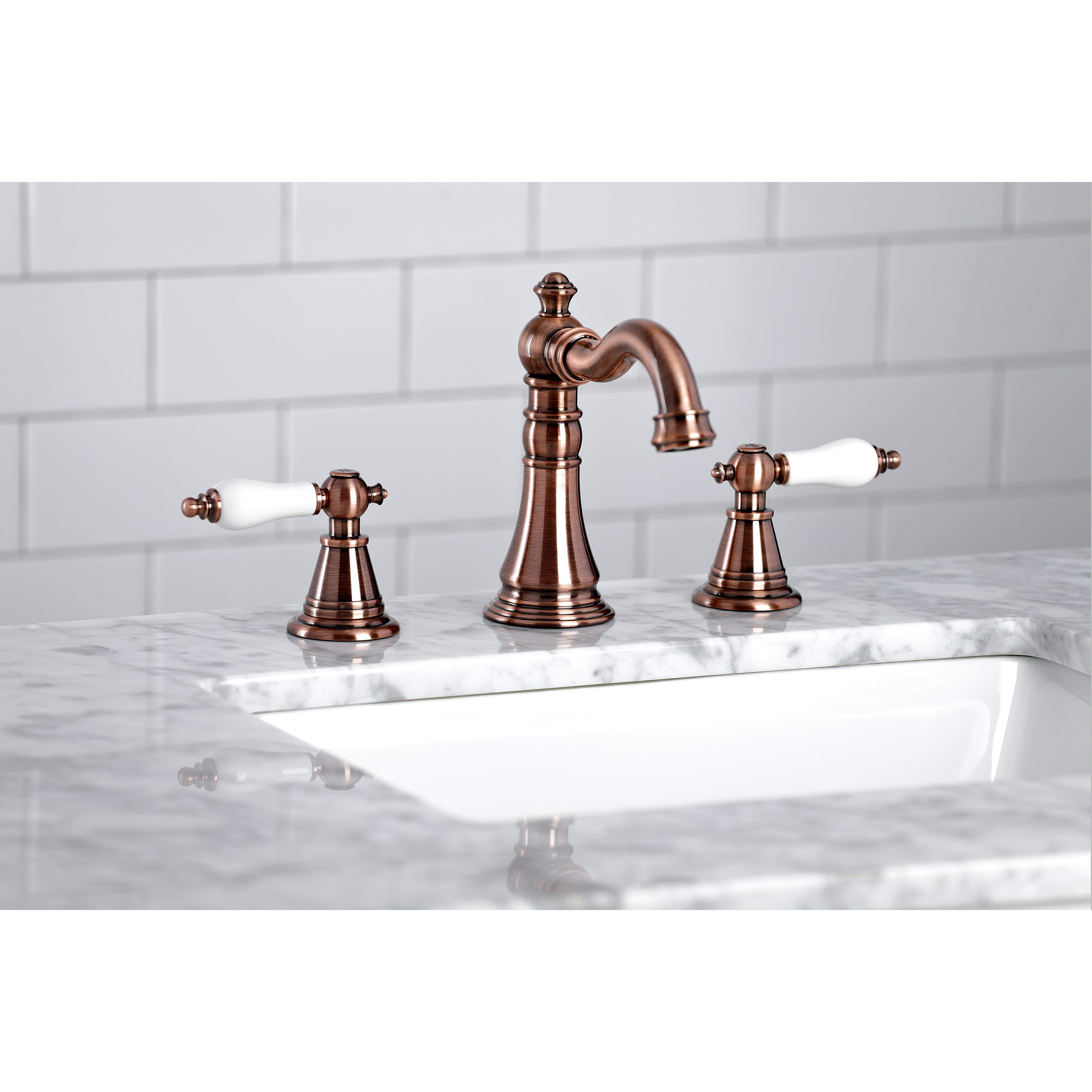 Kingston Brass Fauceture FSC197PLAC English Classic Widespread Bathroom Faucet, Antique Copper