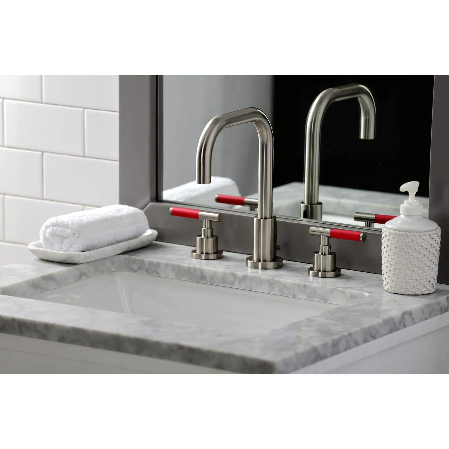 Kingston Brass Fauceture FSC893XCKL-P Kaiser Widespread Bathroom Faucet with Brass Pop-Up