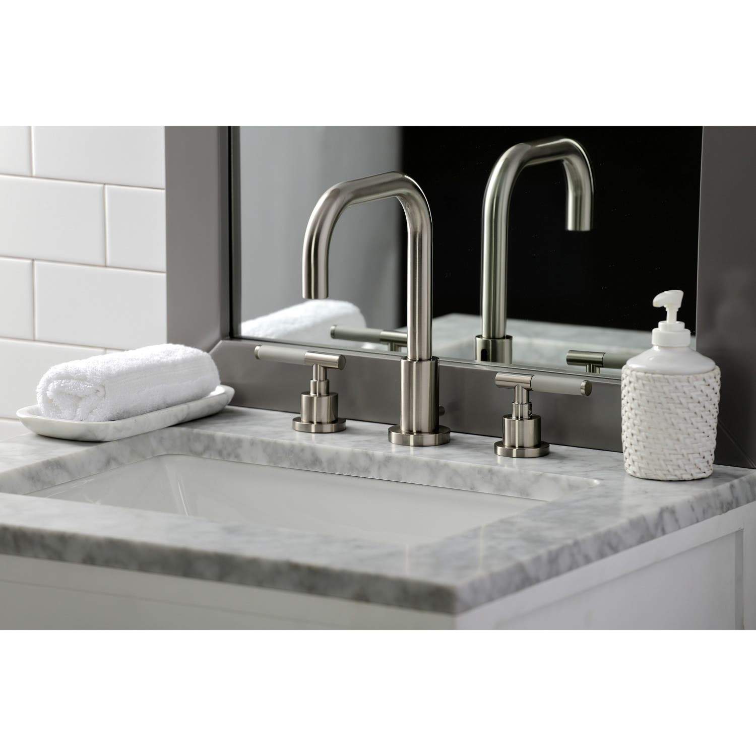 Kingston Brass Fauceture FSC893XCKL-P Kaiser Widespread Bathroom Faucet with Brass Pop-Up