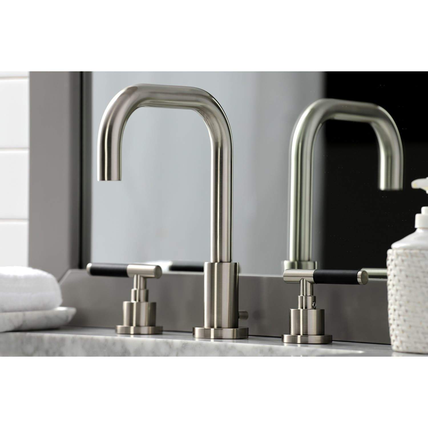 Kingston Brass Fauceture FSC893XCKL-P Kaiser Widespread Bathroom Faucet with Brass Pop-Up