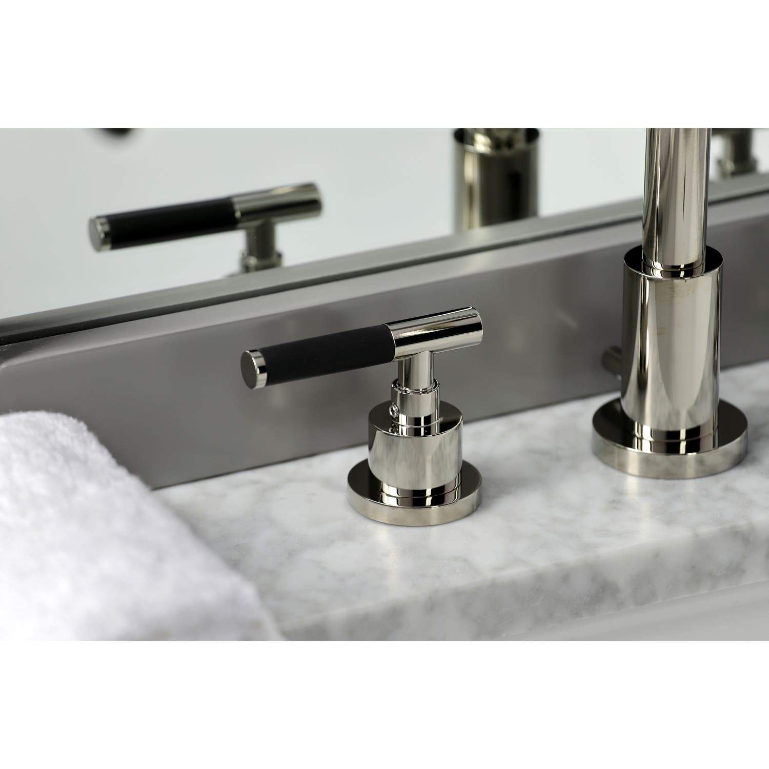 Kingston Brass Fauceture FSC893XCKL-P Kaiser Widespread Bathroom Faucet with Brass Pop-Up