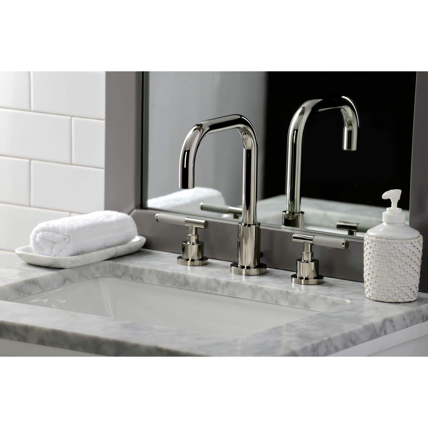 Kingston Brass Fauceture FSC893XCKL-P Kaiser Widespread Bathroom Faucet with Brass Pop-Up