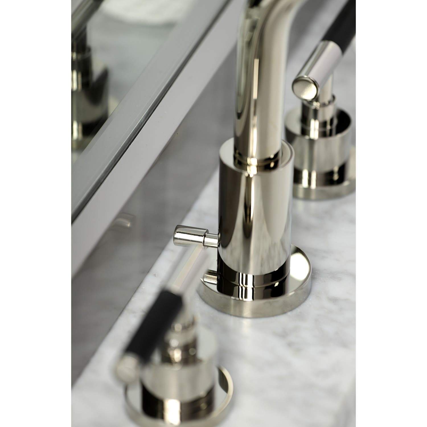 Kingston Brass Fauceture FSC895XCKL-P Kaiser Widespread Bathroom Faucet with Brass Pop-Up