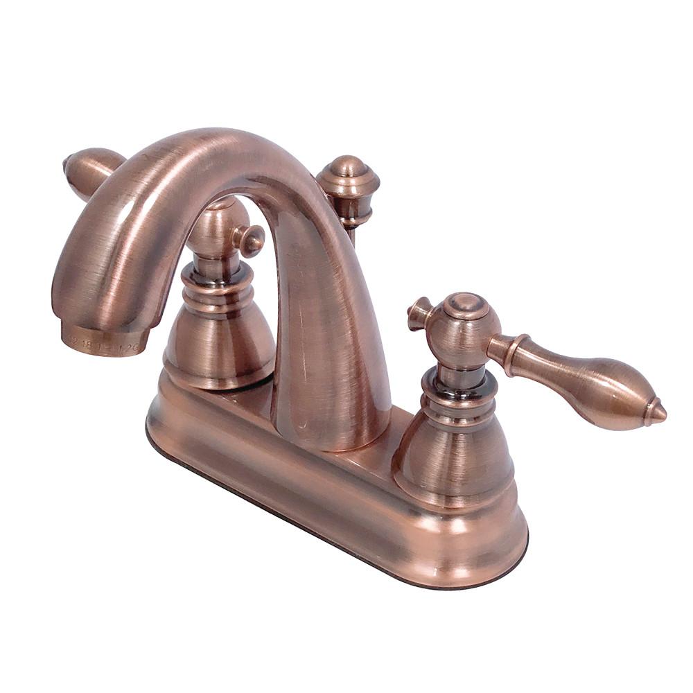 Kingston Brass Fauceture FSY561ACLAC American Classic 4 in. Centerset Bathroom Faucet with Plastic Pop-Up, Antique Copper