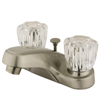 Kingston Brass GKB168B Water Saving Americana Centerset Lavatory Faucet with Acrylic Handles and Brass Pop-up in Satin Nickel-Bathroom Faucets-Free Shipping-Directsinks.