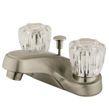 Kingston Brass GKB168 Water Saving Americana Centerset Lavatory Faucet with Acrylic Handles and ABS Pop-up in Satin Nickel-Bathroom Faucets-Free Shipping-Directsinks.