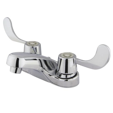 Kingston Brass GKB181G Water Saving Vista Centerset Lavatory Faucet with Blade Handles and Brass Grid Drain in Chrome-Bathroom Faucets-Free Shipping-Directsinks.