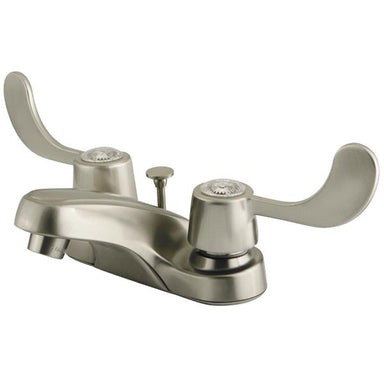 Kingston Brass Water Saving Vista Centerset Lavatory Faucet with Blade Handles and Brass Pop Up-Bathroom Faucets-Free Shipping-Directsinks.