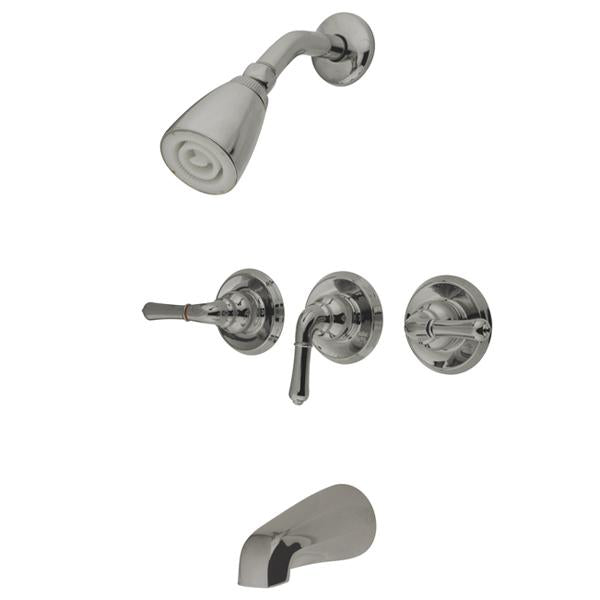 Kingston Brass Water Saving Magellan 3-Handle Tub and Shower Faucet with Water Savings Showerhead-Shower Faucets-Free Shipping-Directsinks.