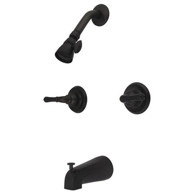 Kingston Brass GKB245 Water Saving Magellan 2-Handle Tub and Shower Faucet in Oil Rubbed Bronze with Water Savings Showerhead-Shower Faucets-Free Shipping-Directsinks.