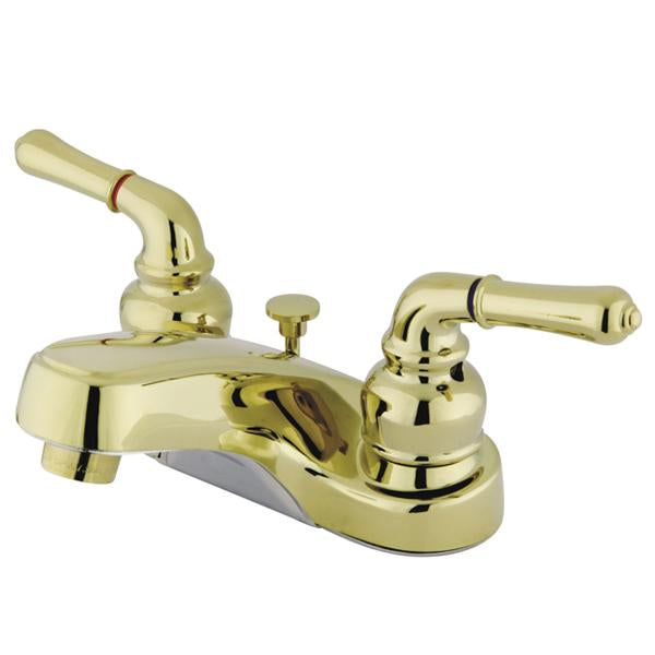 Kingston Brass Water Saving Magellan Centerset Lavatory Faucet with Lever Handles and ABS Pop-up-Bathroom Faucets-Free Shipping-Directsinks.