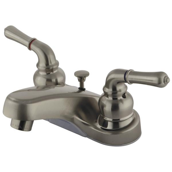 Kingston Brass Water Saving Magellan Centerset Lavatory Faucet with Lever Handles and Brass Pop-up-Bathroom Faucets-Free Shipping-Directsinks.