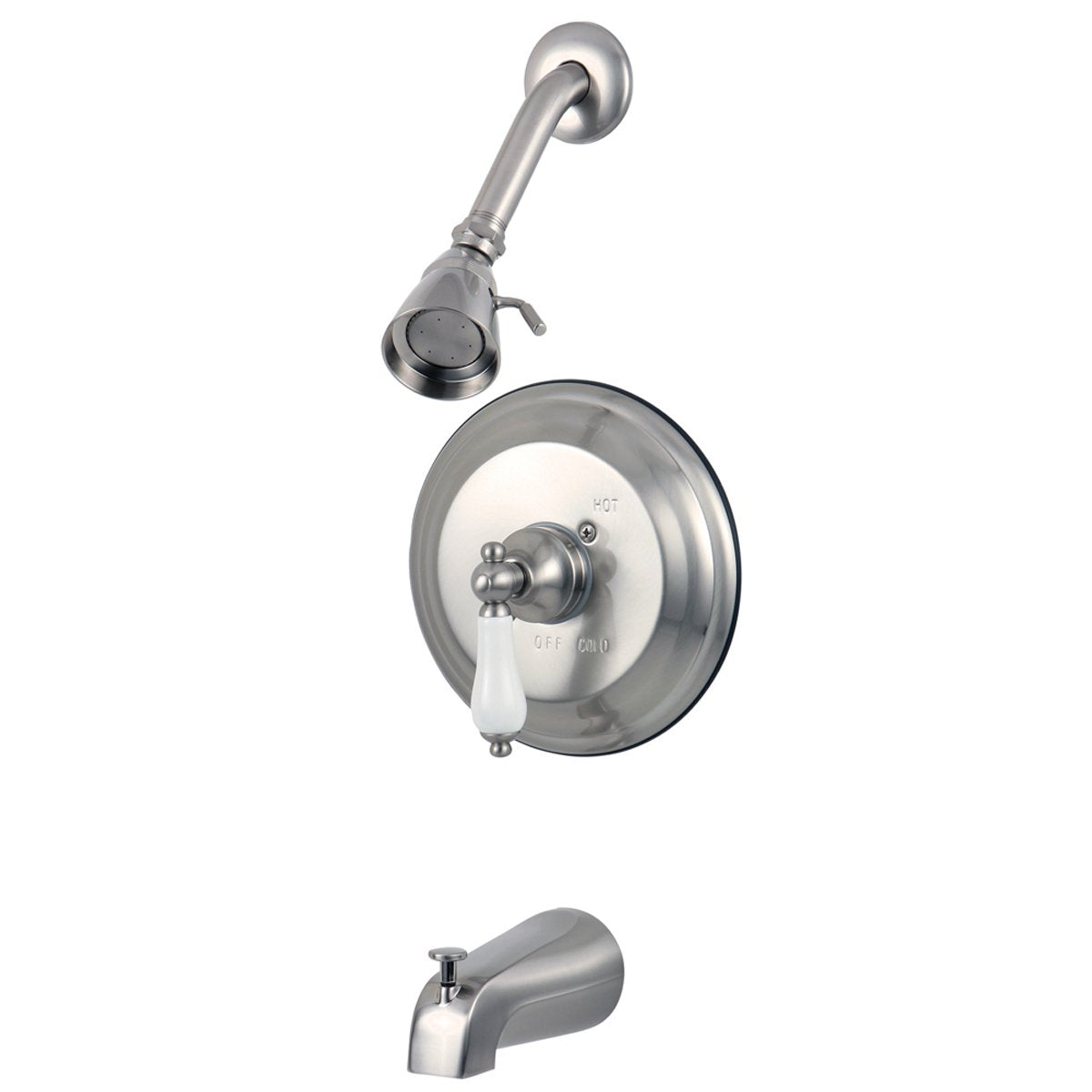 Kingston Brass Water Saving Restoration Tub and Shower Faucet with Porcelain Lever Handles-Shower Faucets-Free Shipping-Directsinks.