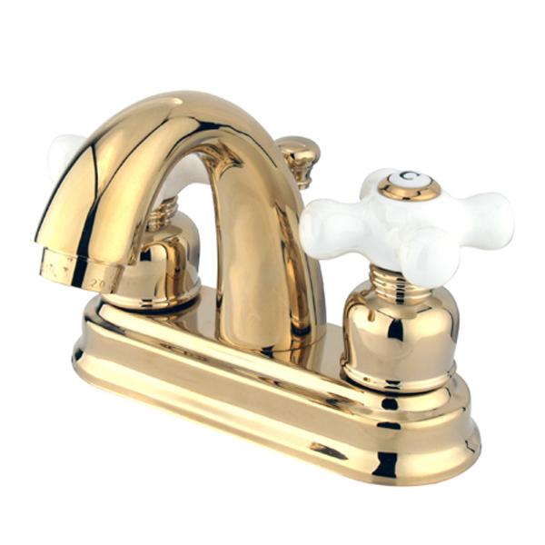 Kingston Brass Water Saving Restoration Centerset Lavatory Faucet with Porcelain Cross Handles-Bathroom Faucets-Free Shipping-Directsinks.