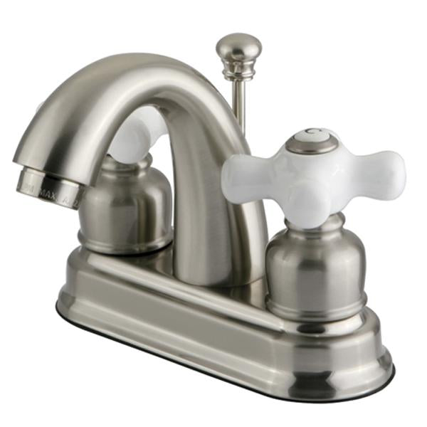 Kingston Brass Water Saving Restoration Centerset Lavatory Faucet with Porcelain Cross Handles-Bathroom Faucets-Free Shipping-Directsinks.