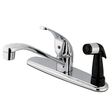 Kingston Brass GKB5730 Water Saving Chatham Centerset Kitchen Faucet with Single Lever Handle and Black Deck Sprayer in Chrome-Kitchen Faucets-Free Shipping-Directsinks.