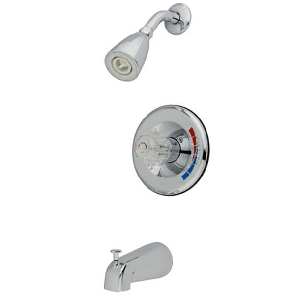 Kingston Brass GKB681T Water Saving Chatham Tub and Shower Faucet Trim Only with Single Acrylic Handle in Chrome-Shower Faucets-Free Shipping-Directsinks.