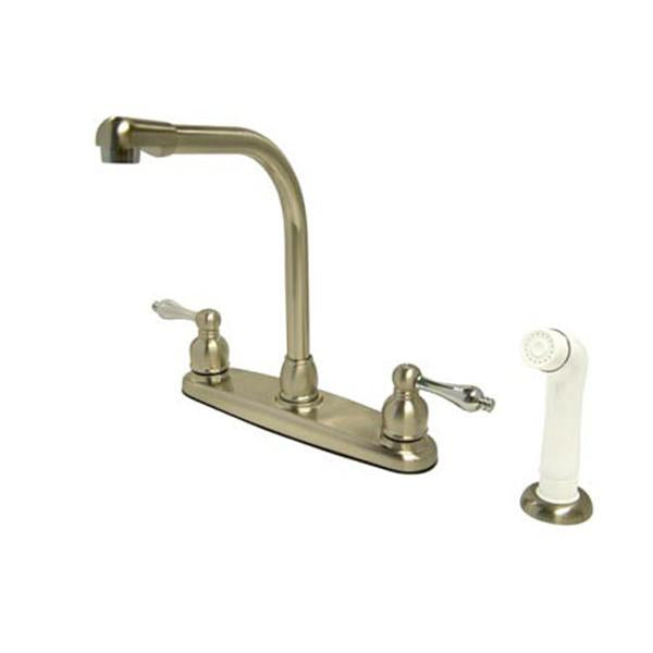 Kingston Brass Water Saving Victorian High Arch Kitchen Faucet with Lever Handles and Sprayer-Kitchen Faucets-Free Shipping-Directsinks.