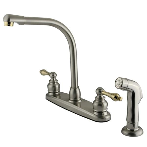Kingston Brass Water Saving Victorian High Arch Kitchen Faucet with Sprayer and Lever Handles-Kitchen Faucets-Free Shipping-Directsinks.