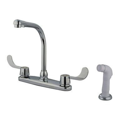 Kingston Brass GKB762 Water Saving Vista Centerset Kitchen Faucet with Blade Handles and Side Sprayer in Chrome-Kitchen Faucets-Free Shipping-Directsinks.