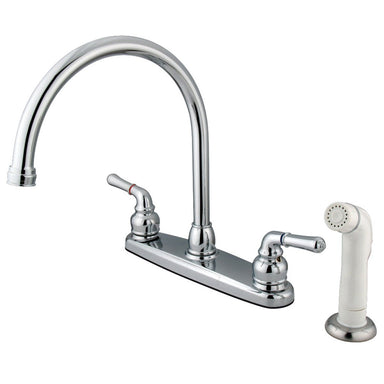 Kingston Brass Water Saving Magellan Centerset Kitchen Faucet with White Sprayer-Kitchen Faucets-Free Shipping-Directsinks.
