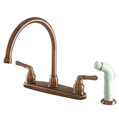 Kingston Brass GKB796 Water Saving Magellan Centerset Kitchen Faucet in Antique Copper with White Sprayer-Kitchen Faucets-Free Shipping-Directsinks.