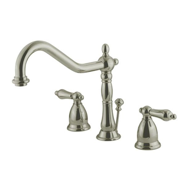 Kingston Brass GKS1998AL Heritage Widespread Lavatory Faucet with Brass Pop-up in Satin Nickel-Bathroom Faucets-Free Shipping-Directsinks.