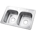 Gourmetier Studio GKTD33226 Self-Rimming Double Bowl Kitchen Sink, Satin Nickel-Kitchen Sinks-Free Shipping-Directsinks.