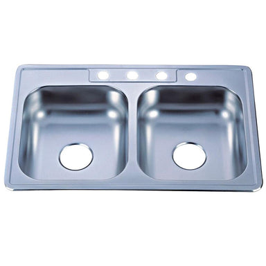 Gourmetier Studio GKTD33227MR Self-Rimming Double Bowl Kitchen Sink, Mirror-Kitchen Sinks-Free Shipping-Directsinks.