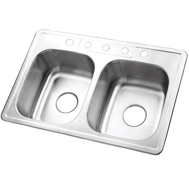 Gourmetier Studio GKTD332285 Self Rimming Double Bowl Sink, Satin Nickel-Kitchen Sinks-Free Shipping-Directsinks.