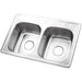 Gourmetier Studio GKTD33228 Self-Rimming Double Bowl Kitchen Sink, Satin Nickel-Kitchen Sinks-Free Shipping-Directsinks.