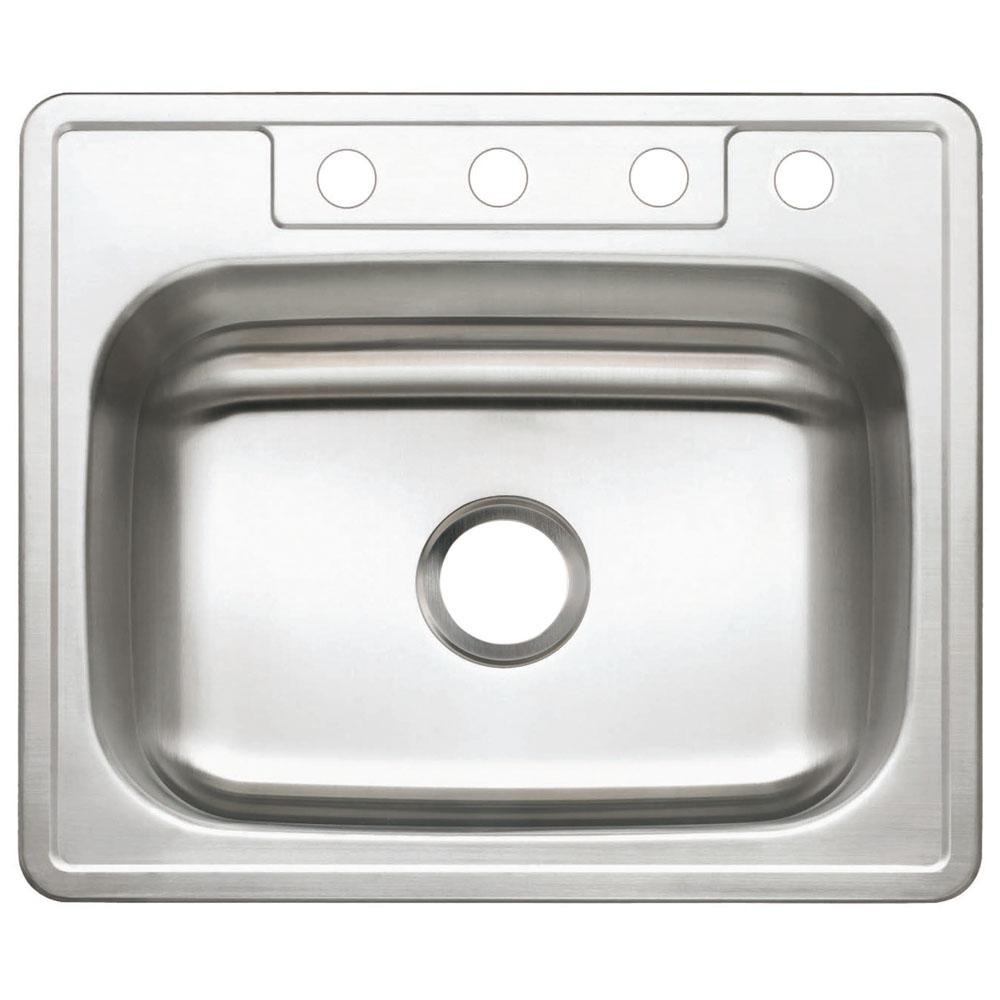 Gourmetier Studio GKTS25227 Self Rimming Single Bowl Sink, Satin Nickel-Kitchen Sinks-Free Shipping-Directsinks.