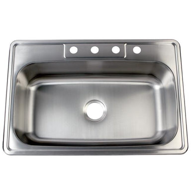 Gourmetier Studio GKTS332290 Self Rimming Single Bowl Sink, Satin Nickel-Kitchen Sinks-Free Shipping-Directsinks.