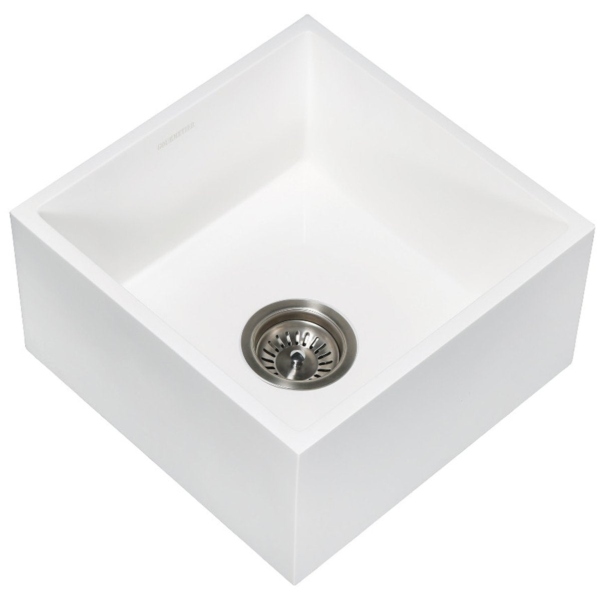 Kingston Brass Gourmetier Arcticstone Solid Surface Undermount 15" Square Single Bowl Bar Sink with Drain