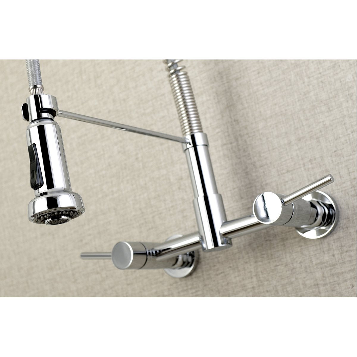 Kingston Brass Gourmetier Concord 2-Handle Wall Mount Pull-Down Kitchen Faucet
