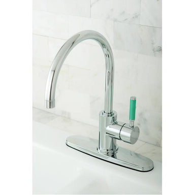 Kingston Brass Gourmetier Green Eden Single Lever Handle Kitchen Faucet with 8" Deck Plate-Kitchen Faucets-Free Shipping-Directsinks.