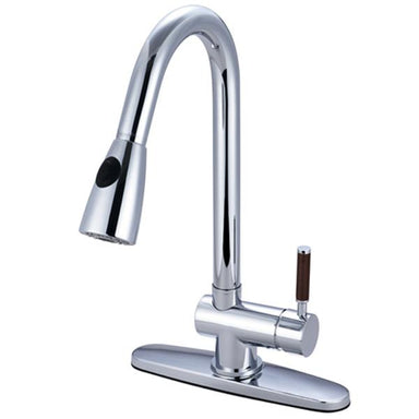 Kingston Brass Gourmetier Wilshire Pull-Down Spray Single Handle Kitchen Faucet-Kitchen Faucets-Free Shipping-Directsinks.